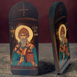 Ікона Св. Спирідон Триміфунтський освячена на мощах святого. о Корфу Розмір 13х33 см.