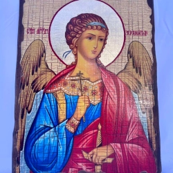 Ікона Янгол Охоронець на дереві під старовину з золотом 210х280см. (товщина35мм)