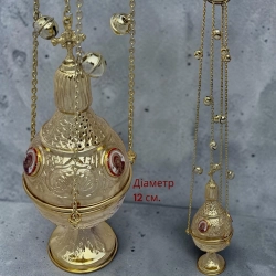 Кадило латунь велике з іконами висота 30 см. Греція