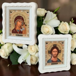 Вінчальна пара 24х27см. лік Візантія кіот дерево.