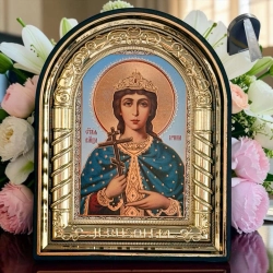 Икона Св.вмч.Ирина в рамке из пласт. 11.5х9 см.