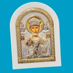 Святий Миколай ікона 15х20 см. посріблення, позолота.