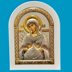 Семистрільна Богородиця ікона 15х20 см. позолота посріблення.