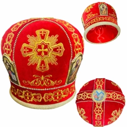 Митра оксамит вишита 57 розмір червоний