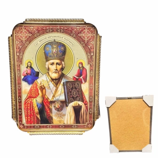 Святой Николай икона в багетной рамке 33х43 см.