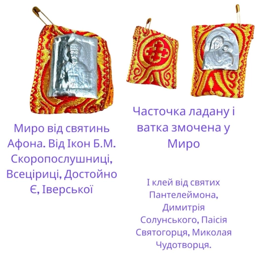 Ладанка з шматрчком ладану та ваткою змоченою в миро від Святих Ікон