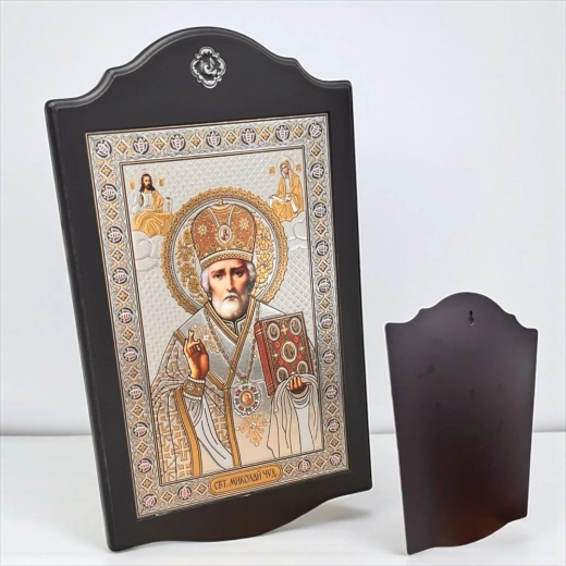 Икона Святой Николай 24х40 см. (ДСП) литография темное дерево