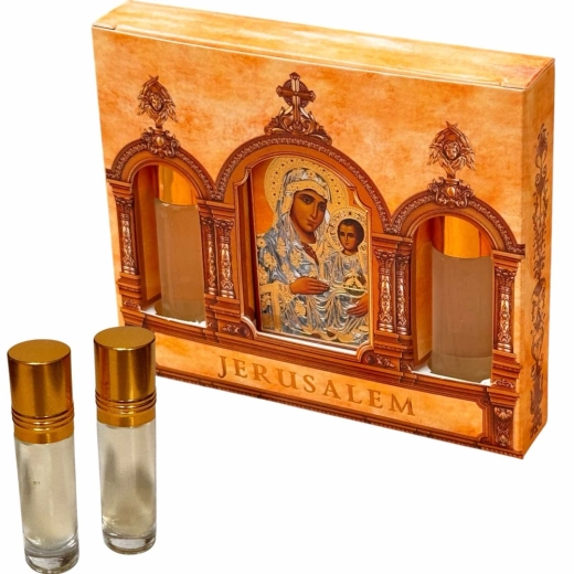 Набор с иконой Богородицы Иерусалимская  и 2 ароматизированных масла.