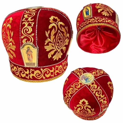Митра комбинированная парча, бархат вышивка, камни  59р.