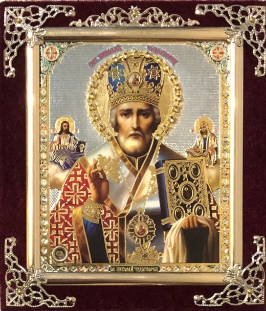 Икона С бархат 13х15 (с украшением)