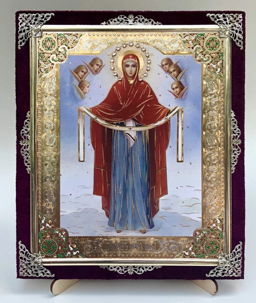 Икона С бархат 13х15 (с украшением)