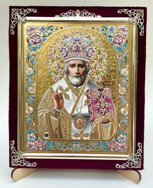 Икона С бархат 13х15 (с украшением)
