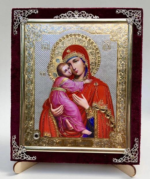 Икона С бархат 13х15 (с украшением)