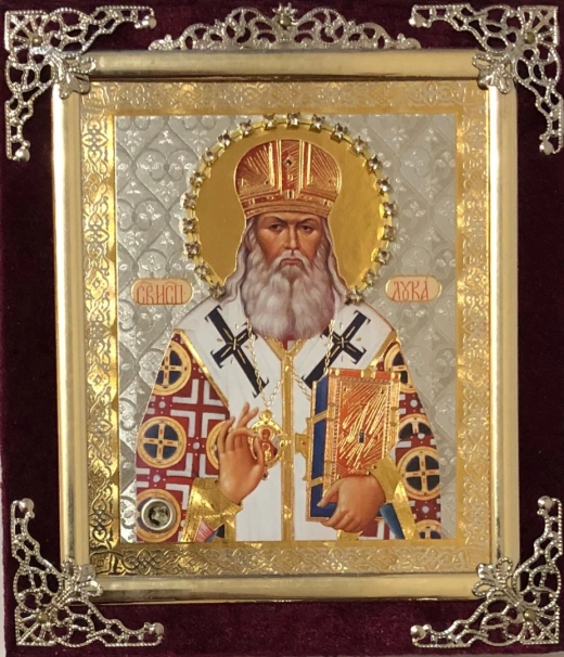 Икона в ассортименте с частицей ладана, бархат с украшениями.