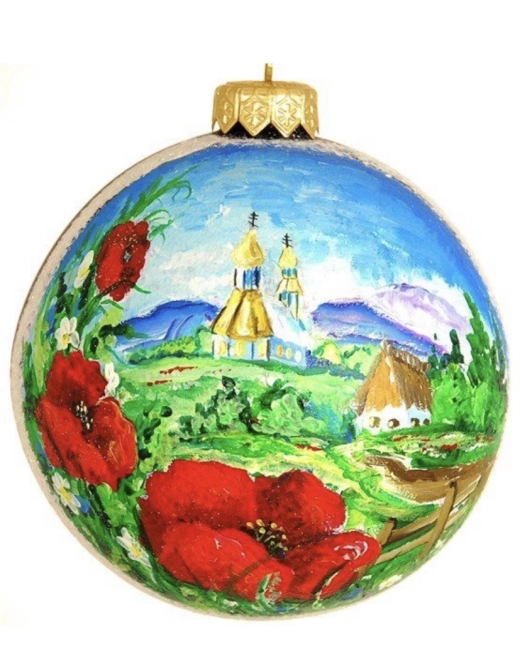 Игрушка роспись в ручную Храм, маки.