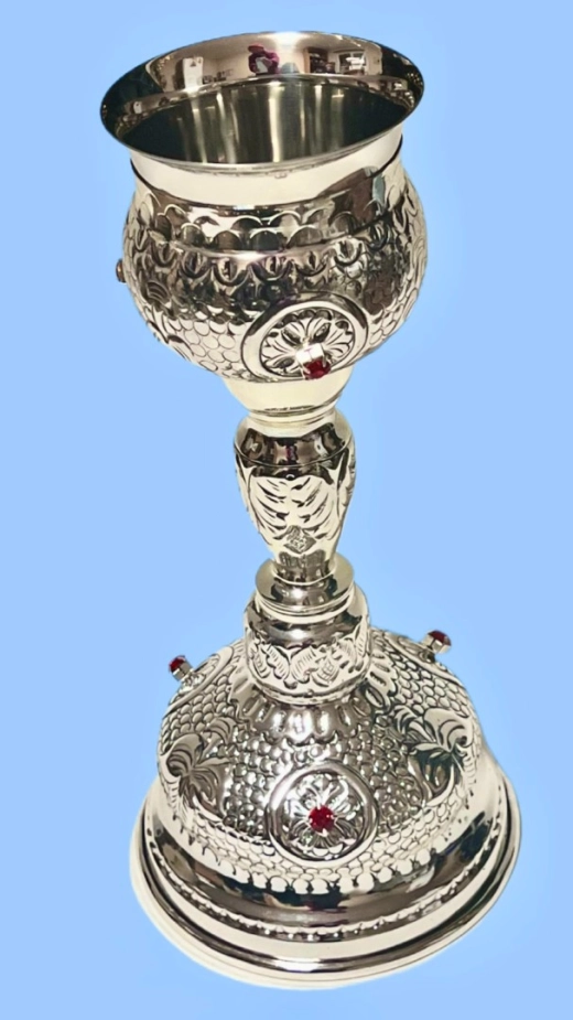 Евхаристический набор  0,25 красные камни нерж. сталь серебр.