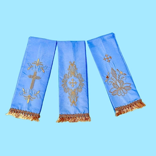 Закладка шовк вишита 10.5 Х 120 см. голубий
