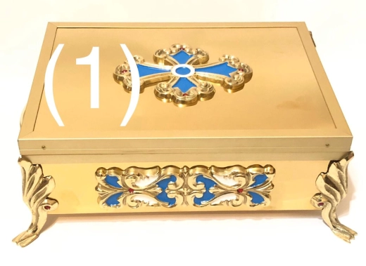 Ковчег для мощей латунь, литі накладки, емаль (20х28см)