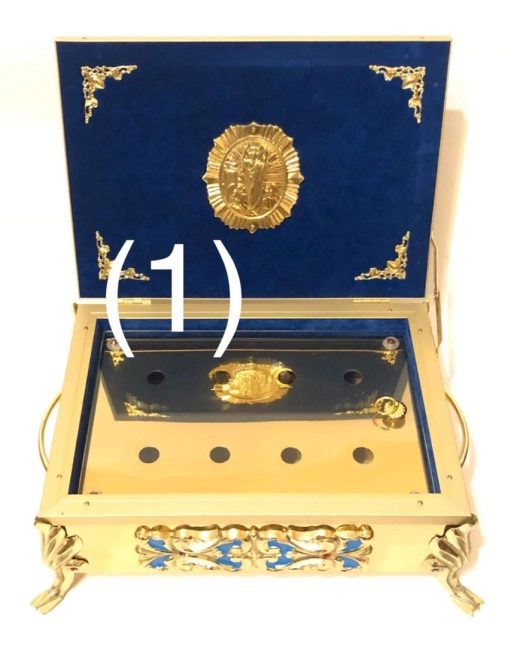 Ковчег для мощей латунь, литые накладки, эмаль (20х28см)