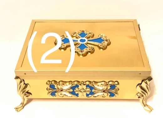 Ковчег для мощей латунь, литі накладки, емаль (20х28см)