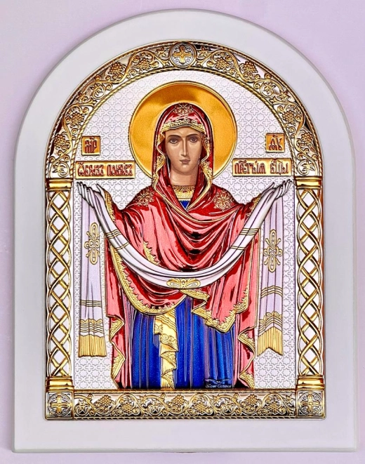 Ікона Покрва ємаль,посріблення,позолота розмір 175х225 мм.