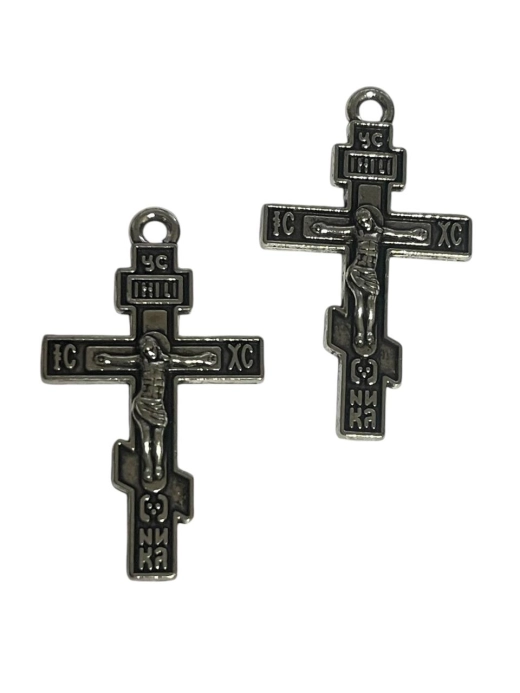 Хрест восьмикінечний 2,5 см середній 10 шт. в упаковці срібло