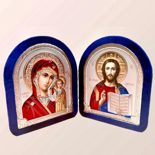 Складень бархат арка 17х20см. в развернутом виде (33х20 см.) синий