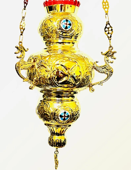 Лампада подвесная золоченная смальта (1272Е) 17х37см Греция