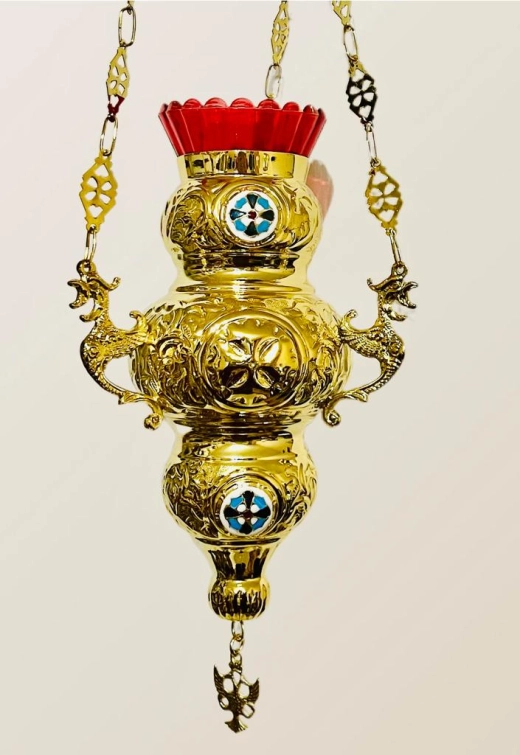 Лампада подвесная позолоченная смальта №1 (1275Е) 11х26см.