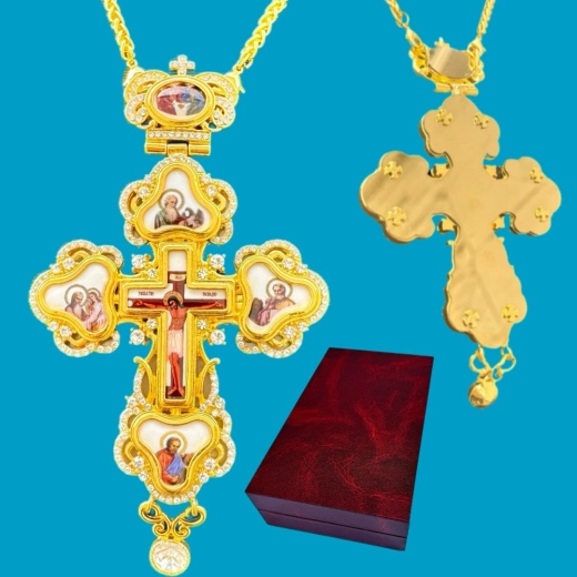 Хрест наградний з прикрасами GOLD WHITE 16Х9 см.