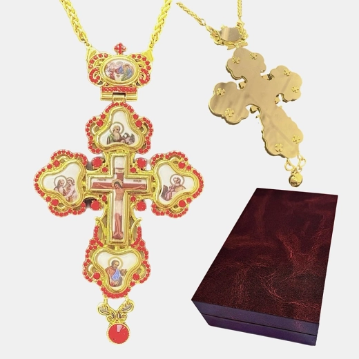 Крест наградной с украшениями GOLD RED. 16Х9 см.