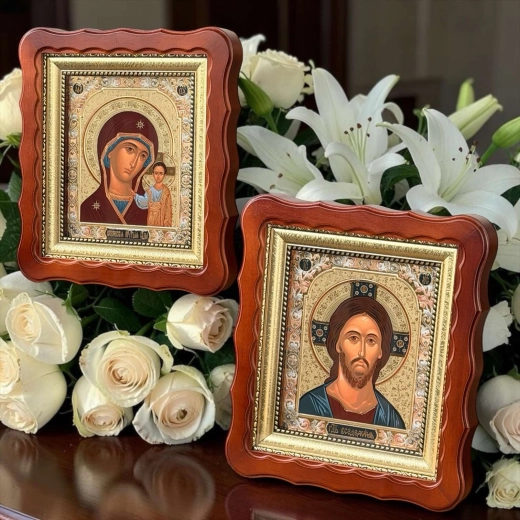 Вінчальна пара 24х27см. лік Візантія кіот дерево темна