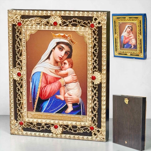 Икона Б.М Отчаяных единая надежда, основа дерево 11.5 х15см. пластиковая риза 
