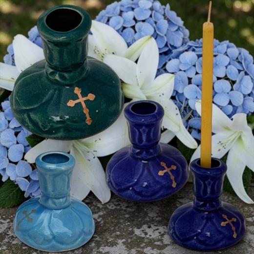 Підсвічник керамічний з деколью (пустишка) 5 см. (3 кольори)
