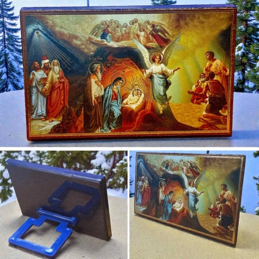 Рождество Христово дерево глянец с ножкой 5х8 см.