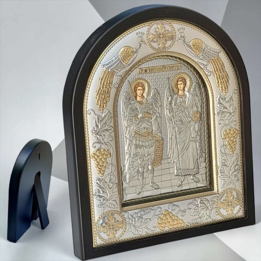 Ікона Св. Михаїл і Св. Гавріїл основа дерево риза позолота, посрібл. 20х24 см.