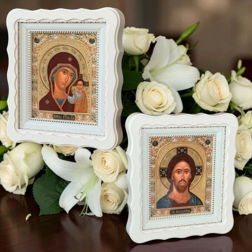 Вінчальна пара 24х27см. лік Візантія кіот дерево.