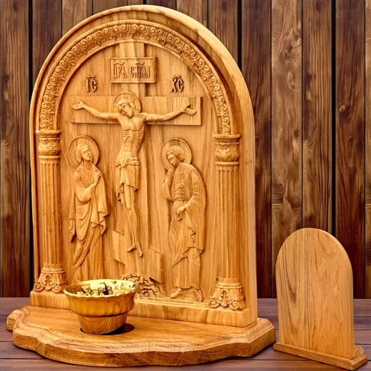 Ікона Голгофа арка різблена 25х30 см.без стакана 