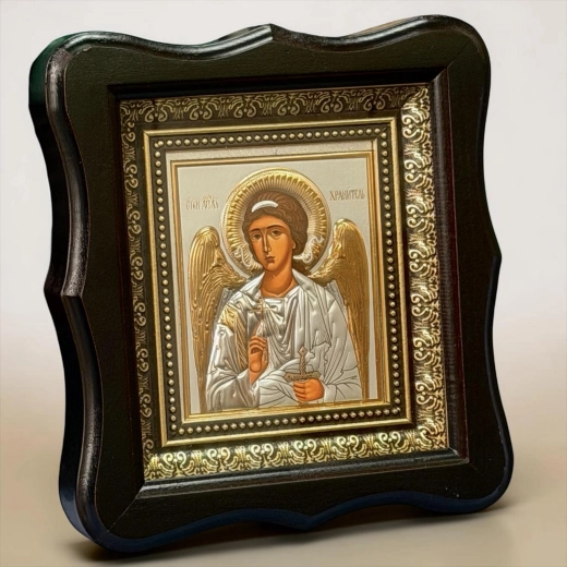 Икона Ангел Хранитель в киоте из дерева 21х19 см.