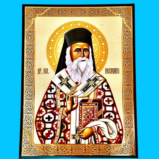 Икона Святого Нектария Егинского литография 30х40 лак