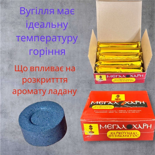 Вугілля кадильне №1 легкозаймисте 27 мм.100 шт. в упаковці  Греція