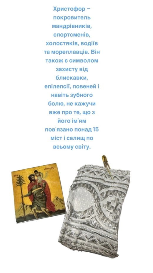Ладанка с иконой Св. Христофора и с частицей ладана и ваткой смоченой в Миро от Иконы Святого Христофора (изготовлено монахами в Греции)